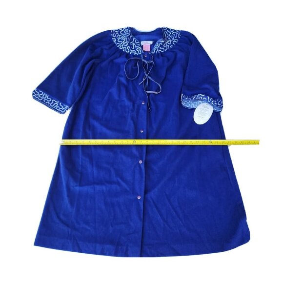 VTG USA Evelyn Pearson Dacran Blue Du Pont Caftan Robe Housecoat Women's Sz L - Picture 8 of 10